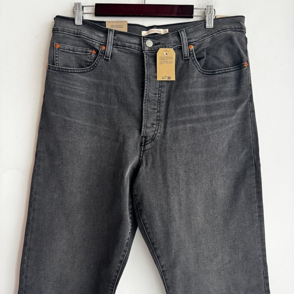 Levi's Ribcage Straight Ankle Black/ Grey Denim Jeans 33/27 - Picture 2 of 7